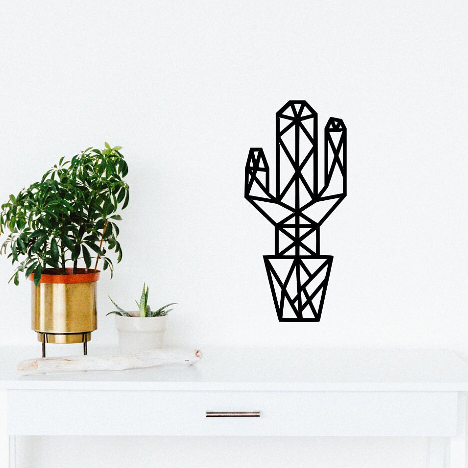 Wooden Geometric Cactus 30 40 50 Cm Cactus Wall Decor Etsy
