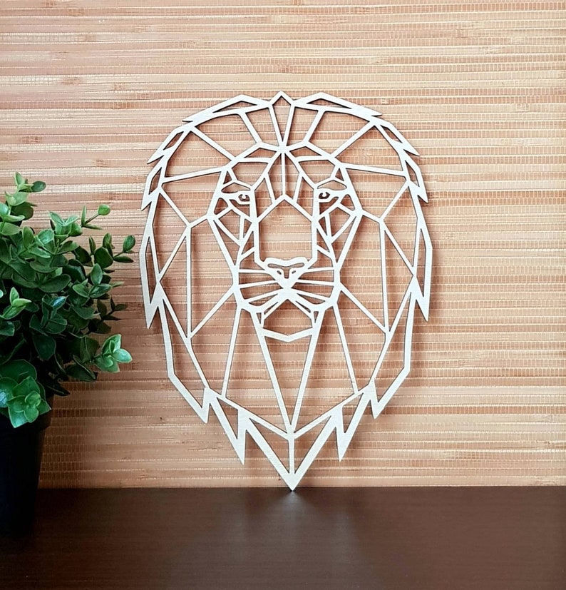 Wooden Geometric Wolf Wolf Wall Art Wooden Wall Decor Etsy