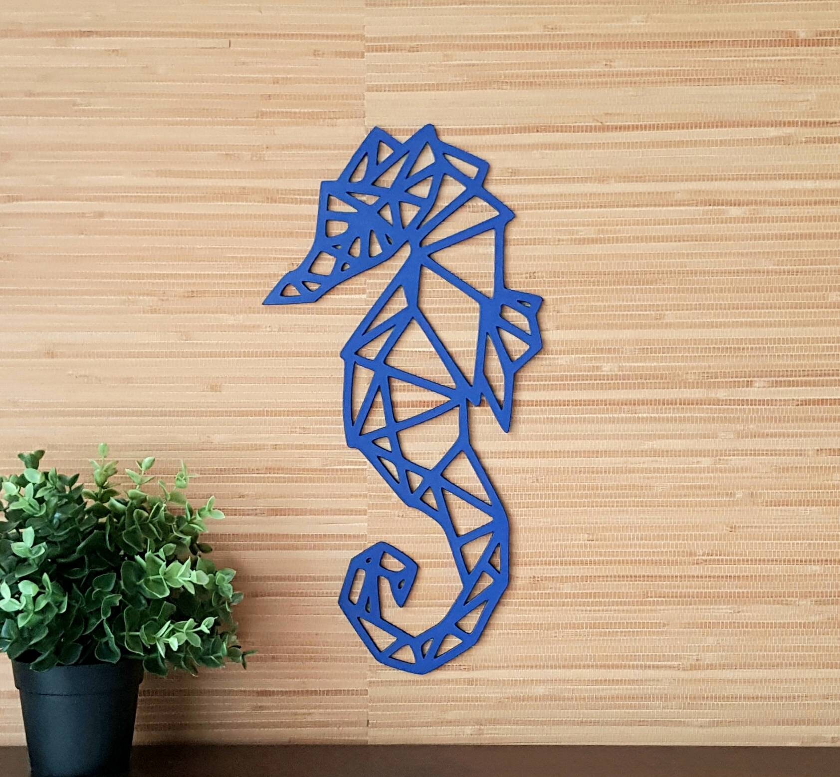 Geometric Wooden Seahorse Wall Decor Table Decor Wooden Etsy