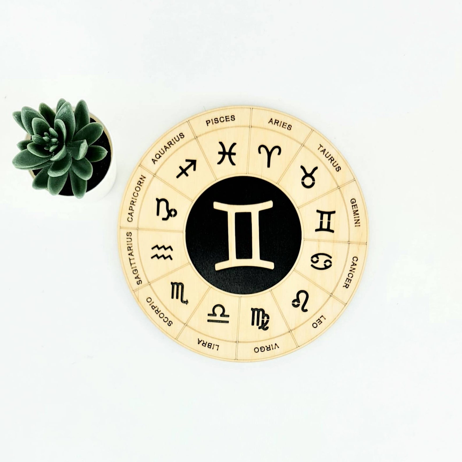 Wooden Zodiac Sign Plaque With Stand All Signs Available Etsy