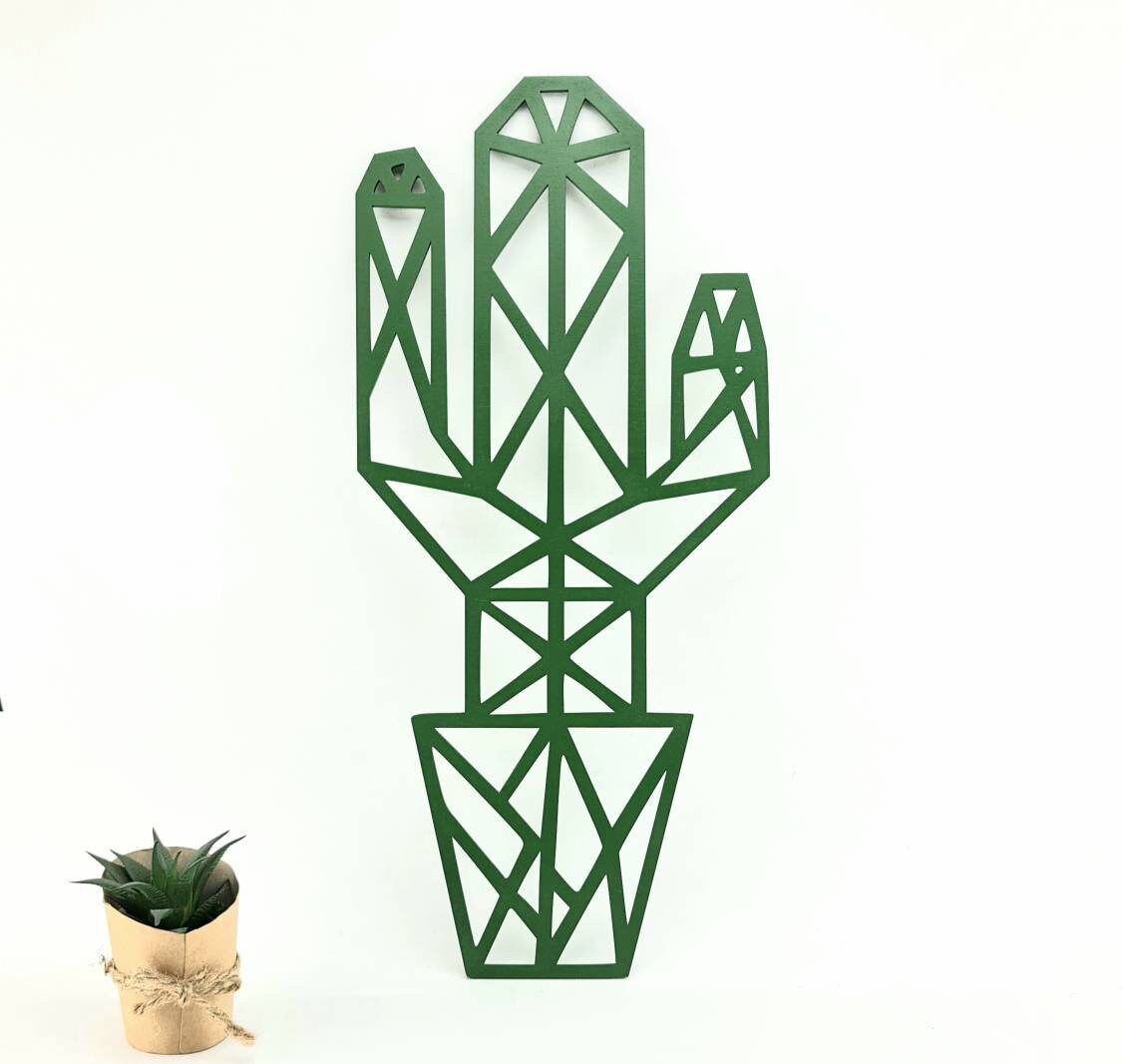 Wooden Geometric Cactus 30 40 50 Cm Cactus Wall Decor Etsy