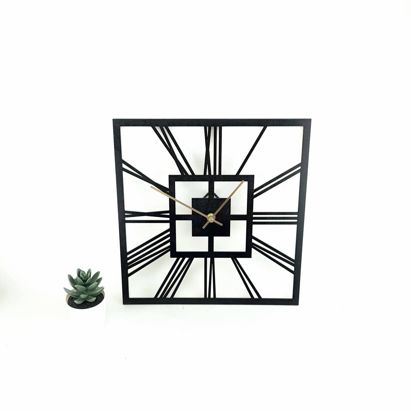 Wooden Square Wall Clock Shelf Clock Wall Clock Wall Decor Etsy