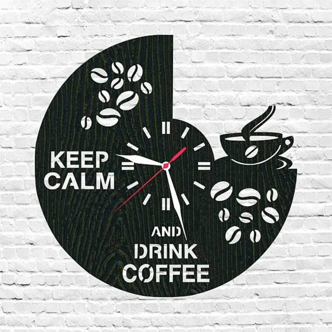 Wooden Coffee Wall Clock Wooden Room Clock Wall Clock Wall Etsy