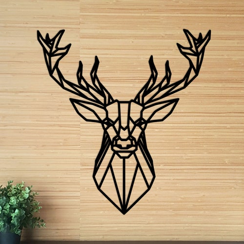 Geometric Wooden Deer Head Wall Art Wall Decor Table Decor - Etsy