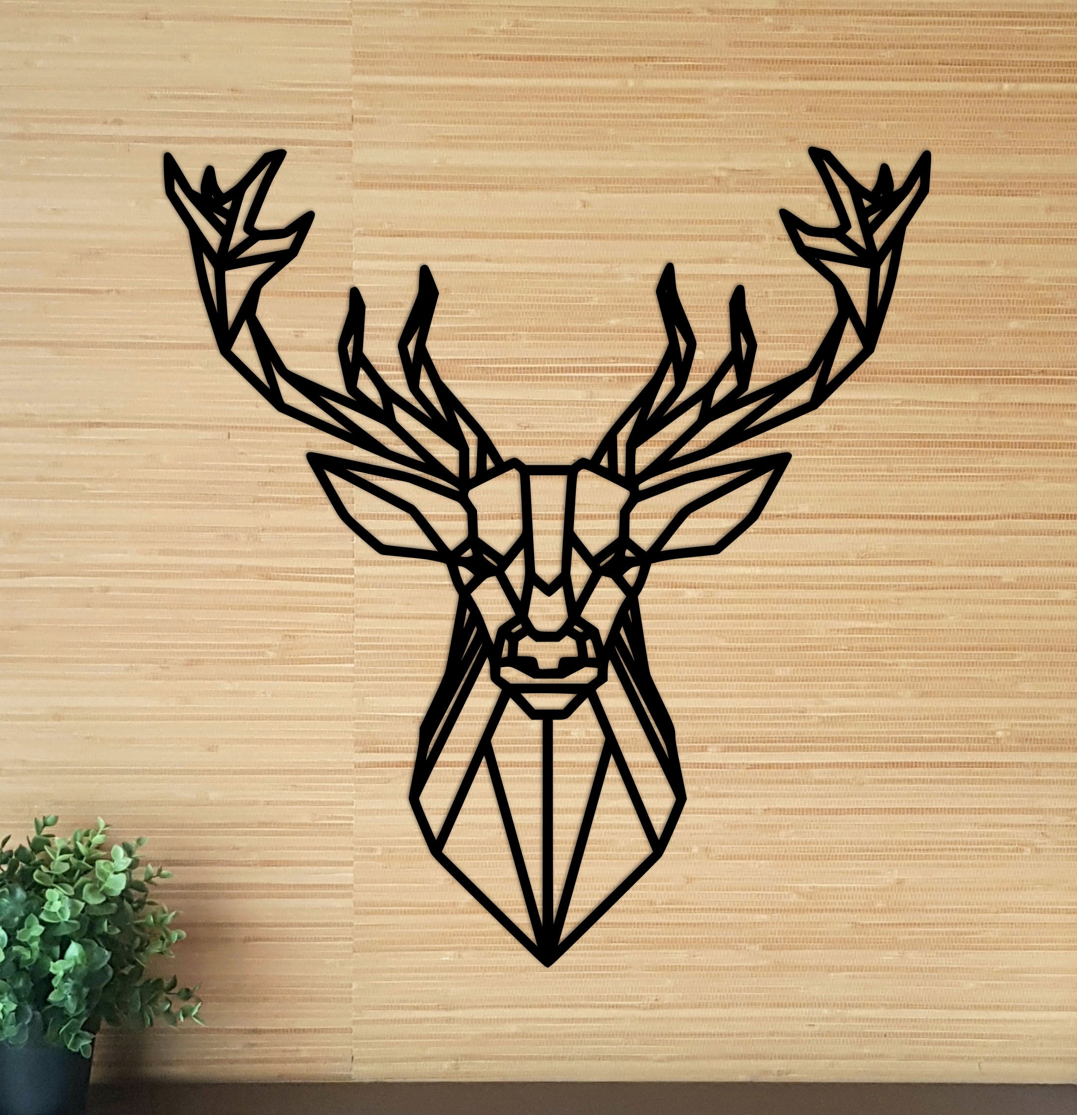 Geometric Wooden Deer Head Wall Art Wall Decor Table Decor Etsy UK