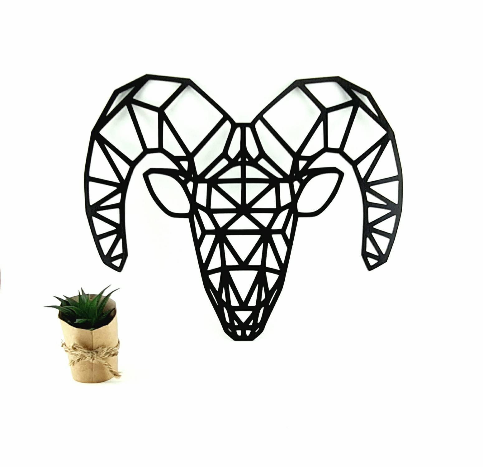 Geometric Wooden Ram Head Wall Art Wall Decor Table Decor Etsy