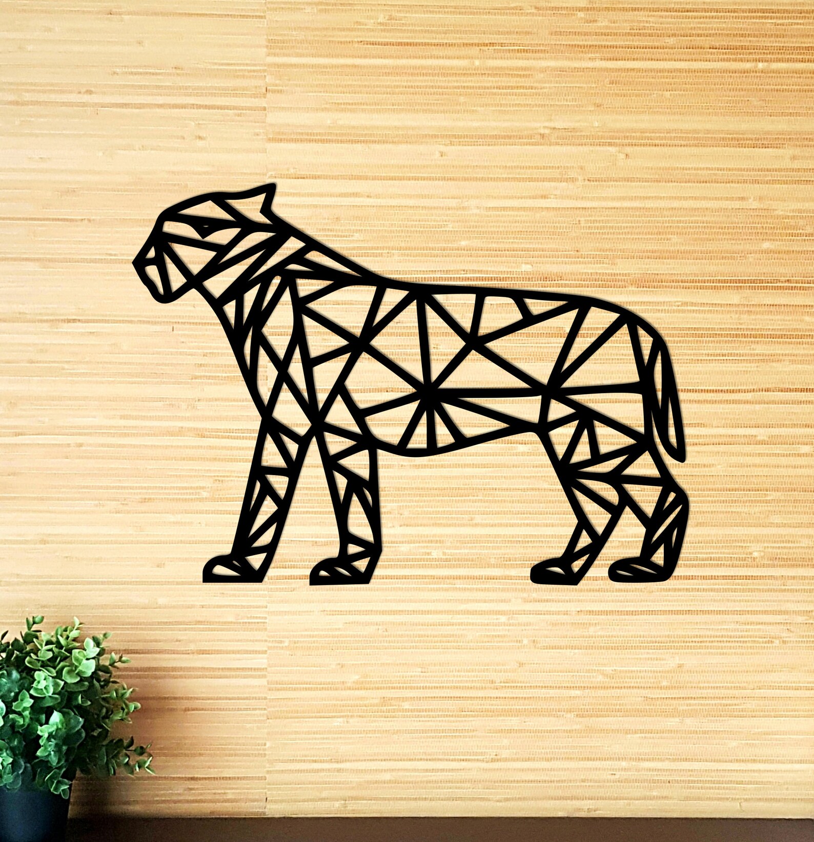 Wooden Tiger Wall Art Geometric Tiger Decor Wall Decor Home Etsy