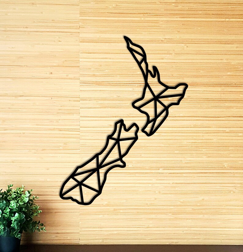 Geometric Wooden Map of New Zealand Decor Wall Decor Wooden Etsy