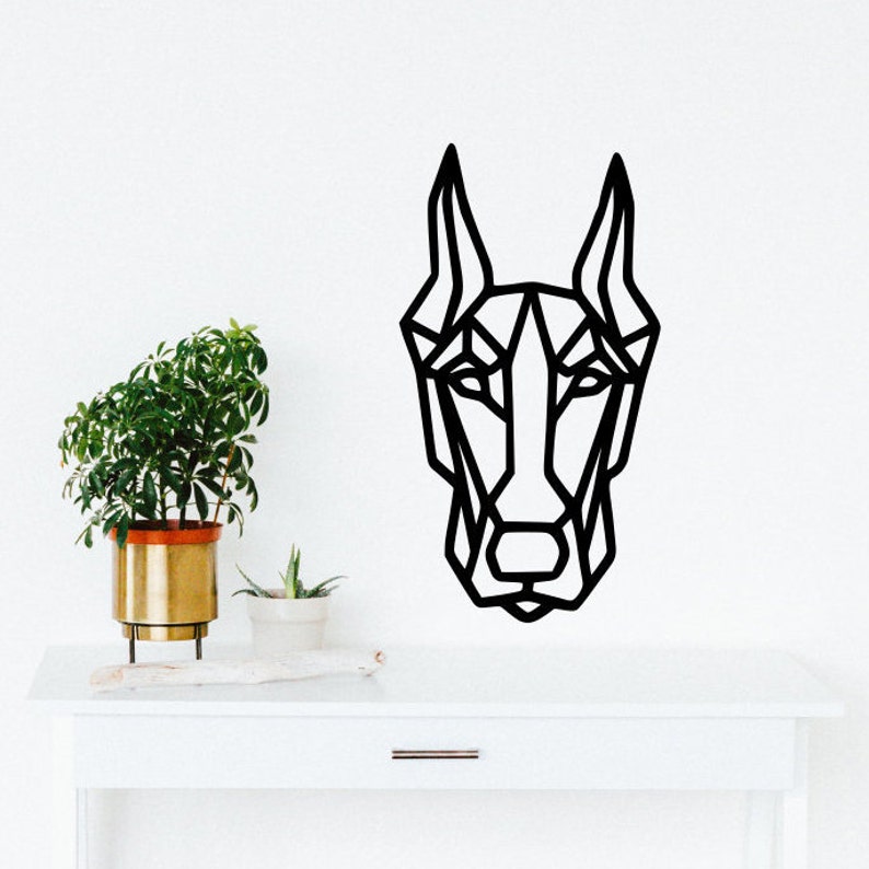 Dog Wall Art Wooden Doberman Head Geometric Wall Decor Etsy