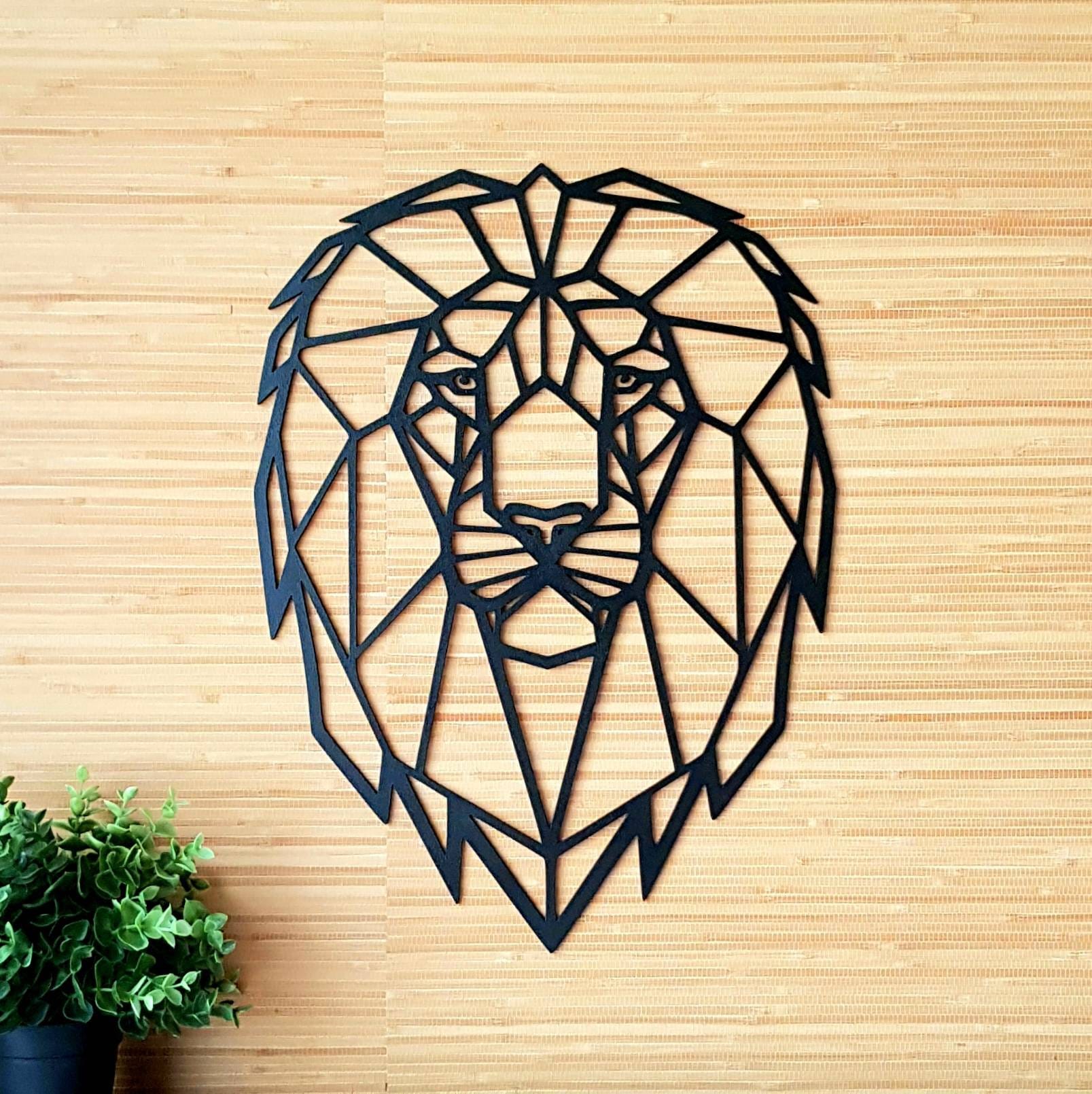 Geometric Lion Head 30 40 50 65 Cm Lion Head Wall Decor | Etsy