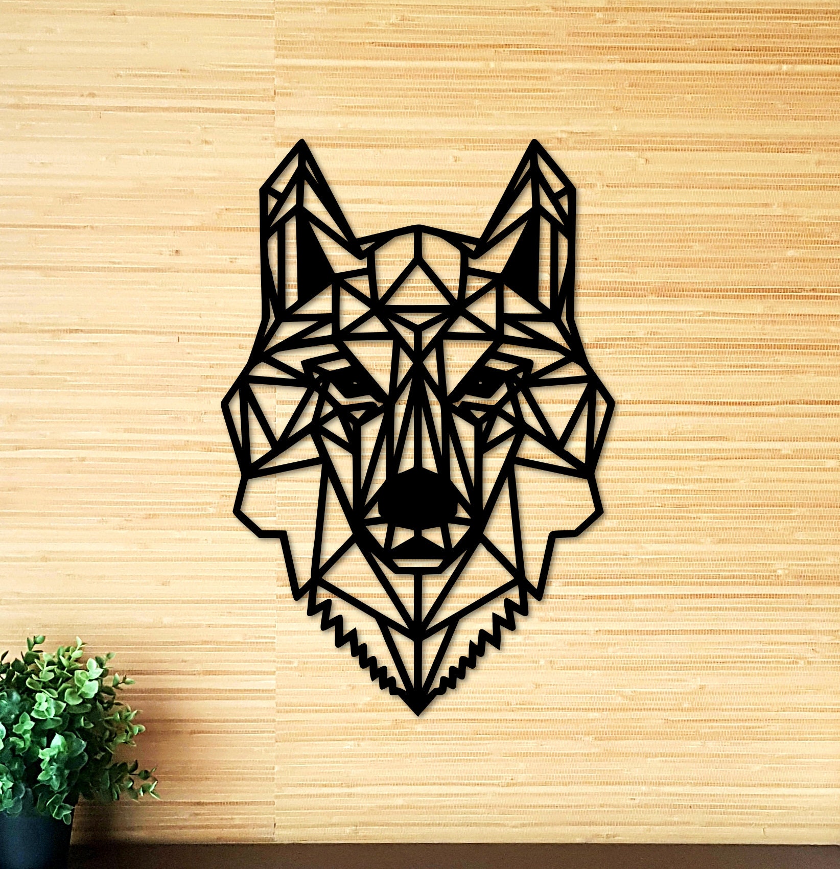 Geometric Wolf Art Wooden Laser Cut Wall Art 