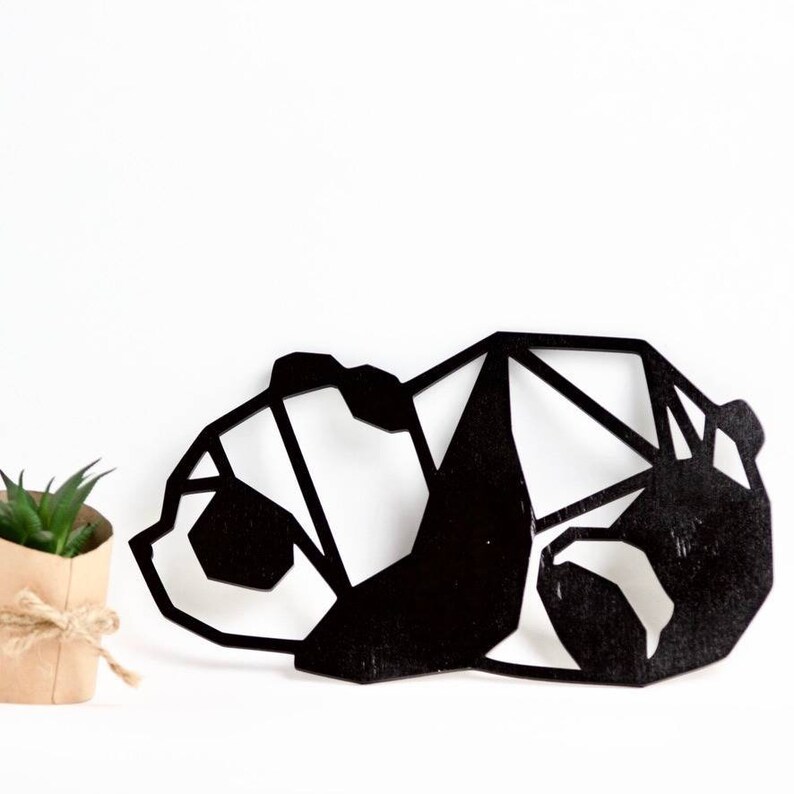 Wooden Geometric Panda Head Wall Art Panda Head Wall Decor Etsy