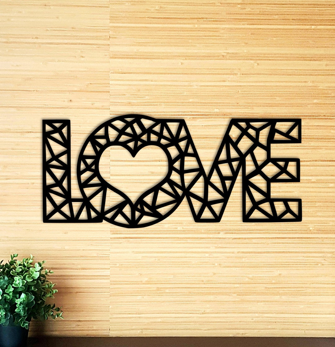 Love Sign Decor Wood Geometric Wall Decor Home Decor Gift Etsy