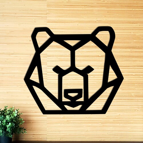 Geometric Wooden Bear Wall Decor Home Wall Art Wall Hanging Etsy