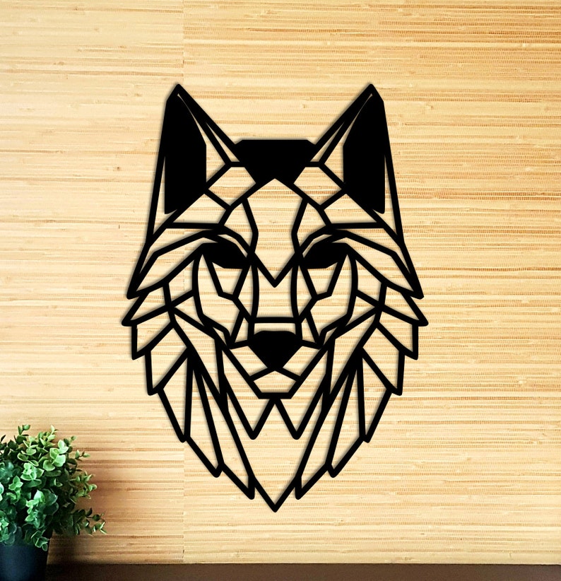 Lobo Geométrico de madera / Arte de la pared del lobo / | Etsy