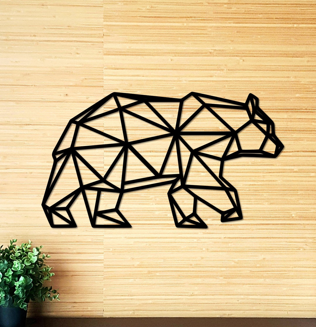 Geometric Wooden Bear Wall Decor Home Wall Art Wall Hanging Etsy