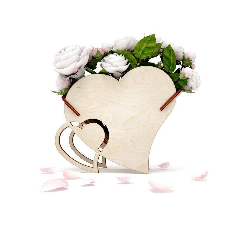 Wooden Flower Vase Flower Box Floral Box Floral Vase Laser Etsy