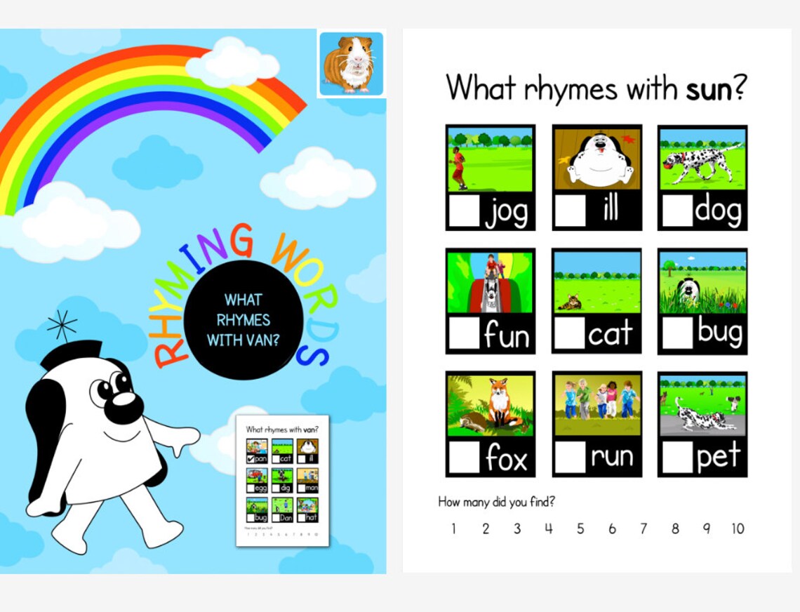 What Rhymes With WORKSHEETS 4-7 years PRINTABLE RESOURCE | Etsy