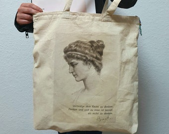 Tote Bag,Shoulder Bag,Zipper Bag,Feminism,Hypatia Quotes,Saying Bag,Philosophy,Feminism,Daily Bag