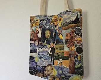 Van Gogh bag, cotton canvas, gift for women, shoulder bag, cotton bag, jute bag, art bag, art lover