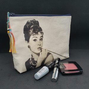 Audrey Hepburn,Toiletry Bag,Makeup Bag,Makeup Organizer,Feminism,Cosmetic Bag,Toilet Bag,Makeup Bag,Female Power, image 1