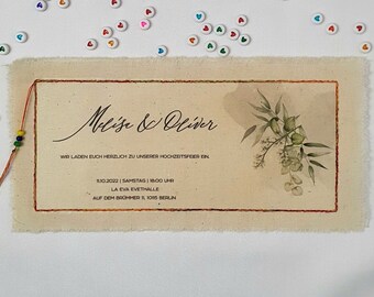 Wedding invitation, fabric invitation, wedding invitation, personalized invitation, personalized wedding invitation, invitation card