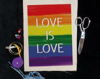 LGBTQ, rainbow, love is love, jute bag, jute tote, market bag, eco-bag, carrier bag, shoulder bag, leisure bag