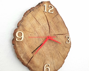 Wooden wall clock, wooden clock, rustic wall clock, natural wood clock, modern wooden clock, solid wood wall clock, minimalist wooden clock, handmade wooden clock