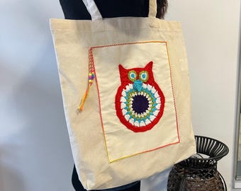 Bag,Owl Bag,Cotton Bag,Shoulder Bag,Tote Bag,Cloth Bag,Fabric Bag,Casual Bag,Daily Bag,Uni Bag