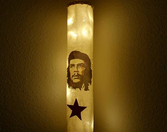 Che Guevara Cotton Lamp | Cylinder Pendant Lamp with LED String Lights | Handmade Fabric Lamp | Vintage Wall Lamp Decoration