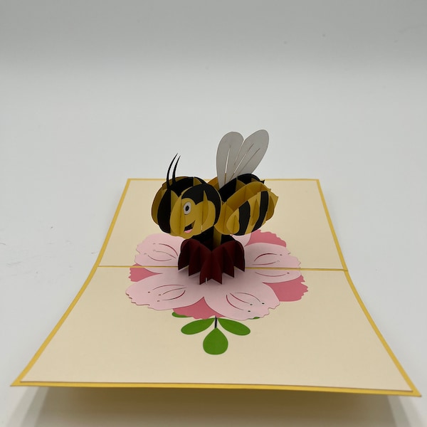 Fluttering Bee Bloom: 3D Bee Pop-Up Greeting Card for Any Occasion
