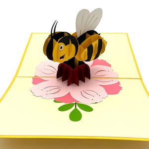 Fluttering Bee Bloom: 3D Bee Pop-Up Greeting Card Ideal for Any Occasion