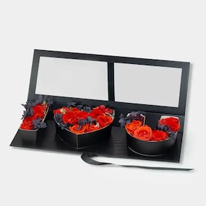 Caja de regalo Te amo: se puede rellenar con una tapa transparente y un lazo de cinta. Ideal para flores, chocolates o cualquier otro obsequio. ¡Viene lista para llenar!