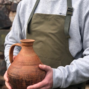 Töpferschürze, Arbeitsschürze/ geteilte Frontschürze/ Khaki Schürze/ Atmungsaktives wasserdichtes Gewebe/ Grillschürze/ Schürze für Männer