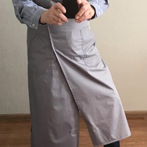 Lange Beinschürze/ Töpferschürze/ Arbeitsschürze mit Taschen/ Graue Schürze/ Atmungsaktives wasserdichtes Gewebe/ Künstler-, Werkstattschürze