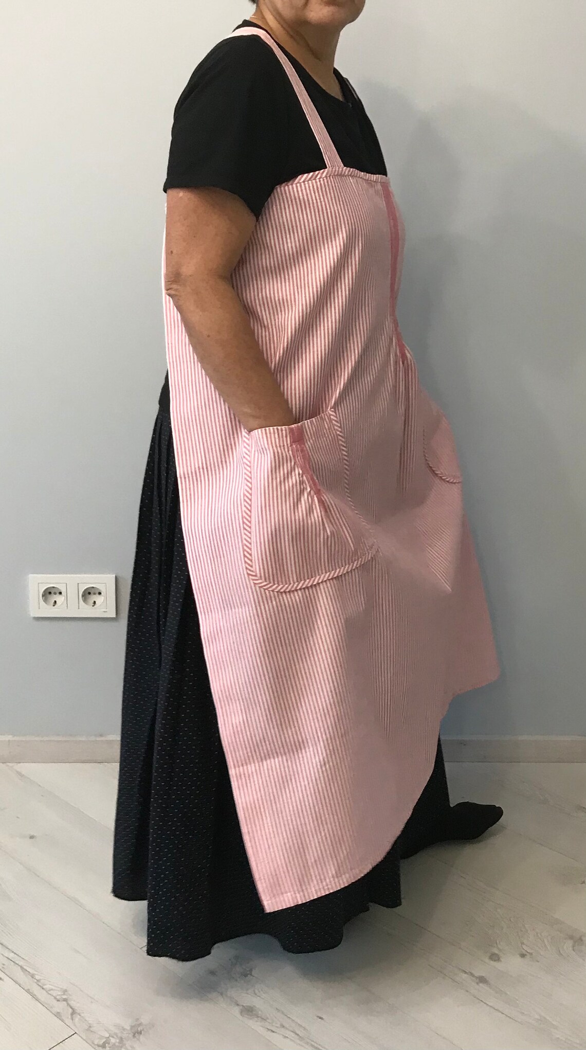 Cute Retro Cotton Apron / Pink Striped Long Apron / Womens Etsy