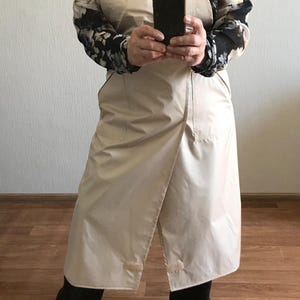 Potter's long apron/ Working apron with pockets/Beige split-leg apron/ Apron-trousers/ Artist's, workshop apron