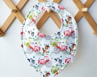 Absorbent cotton bibs, dribble bibs, farm animal print bibs, baby shower gift ideas