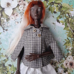 Woolen poncho coat for Popovy Sisters Doll • Blythe • Barbie • Marmitesue and other bjd 1:4 • dolls outfit • poncho coat business and casual