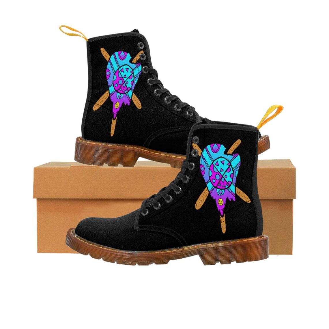 Blue and Purple Melted Popsicle Men's Canvas Boots Etsy Ireland