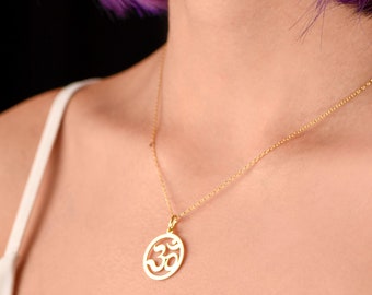 14k Gold Om Pendant - Etsy