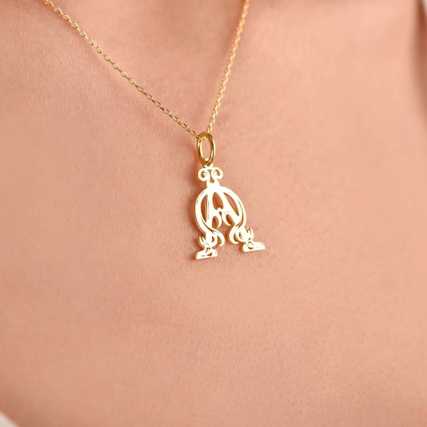 Dainty Yellow Gold Alpha Omega Necklace:Gift for Love/Mother’s Day Gift