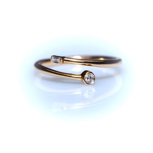 Minimalist Diamond Ring Handcrafted Overlap Open Bezel Design in 14K Rose Gold-Mothers Day Gift,Gift for Mom image 4