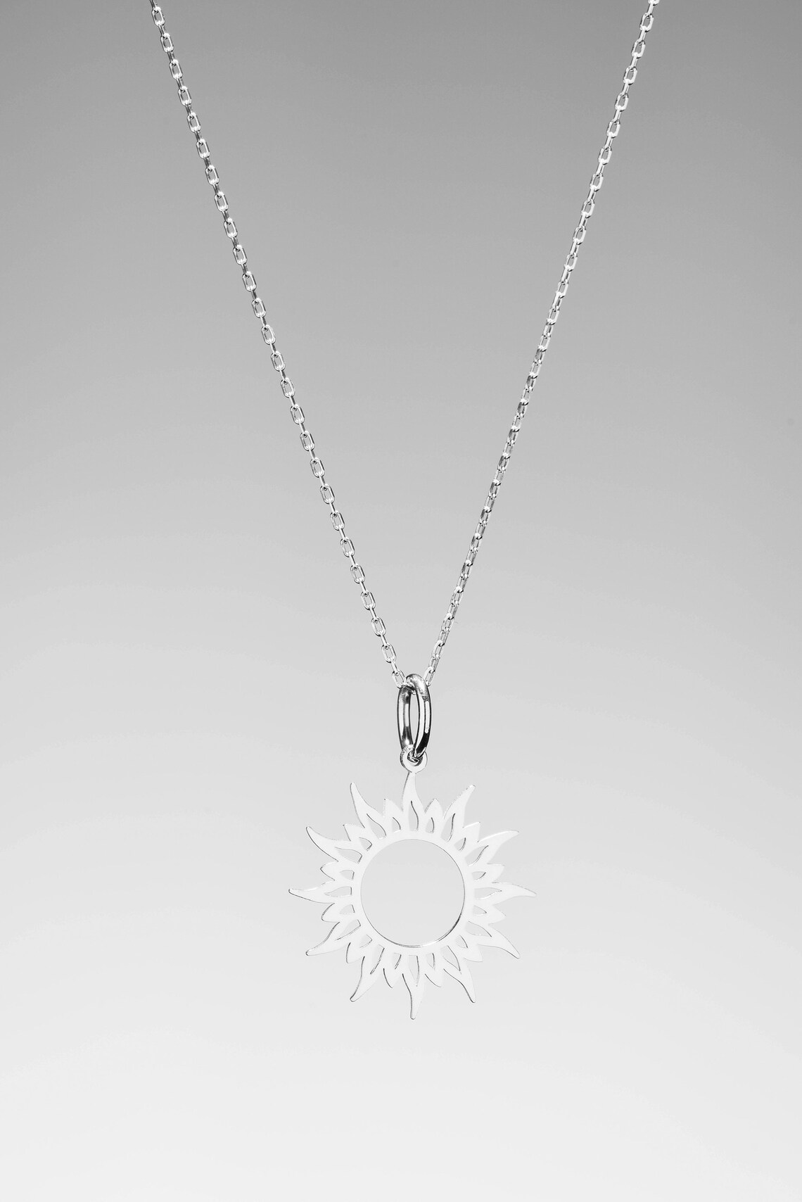 Sun Symbol Necklace / 14K Yellow Gold Sun Necklace / Etsy