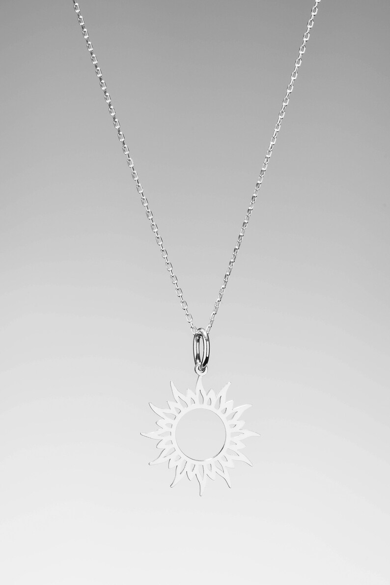 Sun Symbol Necklace / 14K Yellow Gold Sun Necklace / Etsy