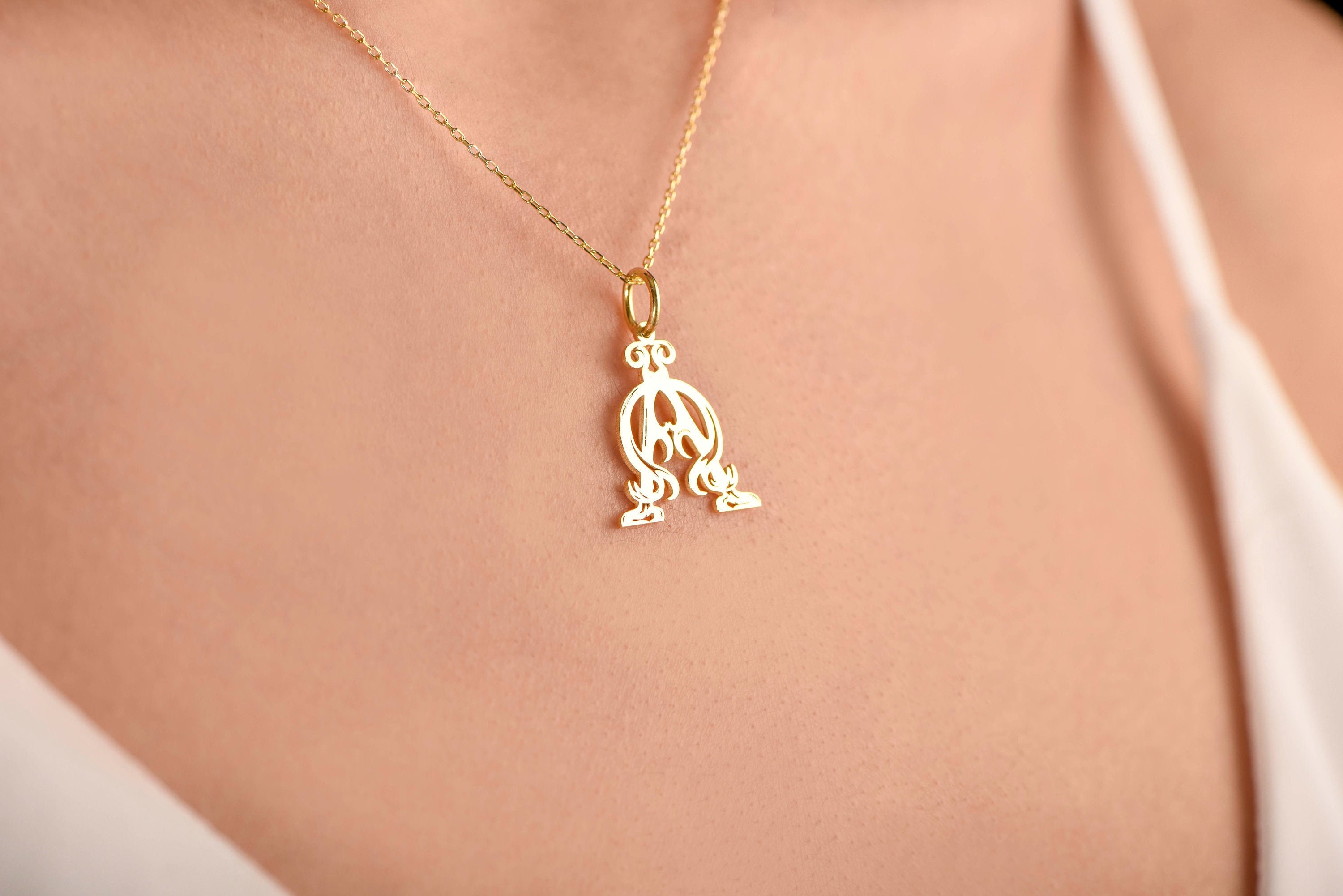 Dainty ALPHA OMEGA Symbol Necklace /14k Yellow Gold Alpha Etsy UK