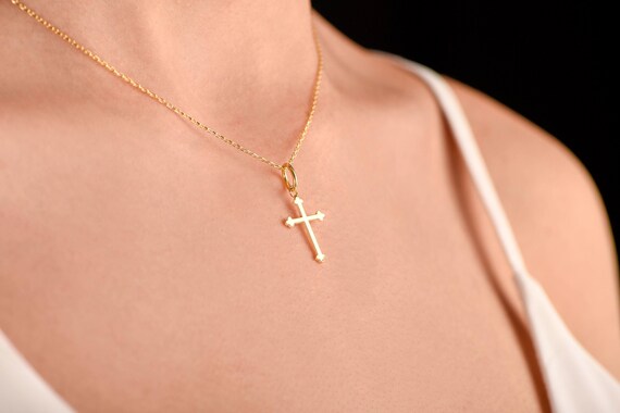 Dainty Crucifix Necklace /14K Yellow 