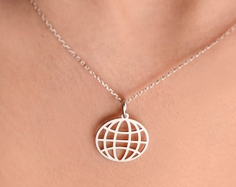 Elegant Solid Gold World Map Pendant Necklace - Wanderlust Jewelry - White Gold Earth Necklace -Mother’s Day Gift - Gift for Mom