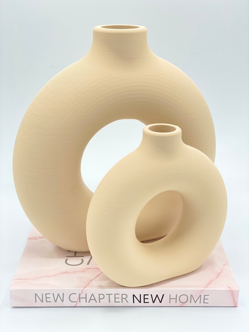 Small Donut Vase Nordic Flat Vase Minimalist Dried Etsy