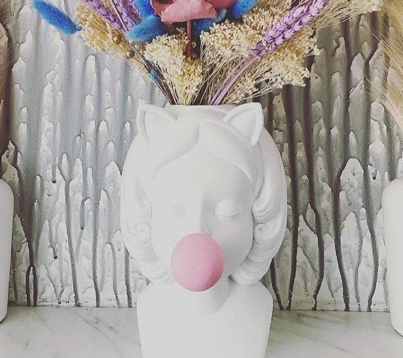 Bubblegum Girl Silhouette Vase Face Vase Bumble Gum Etsy UK